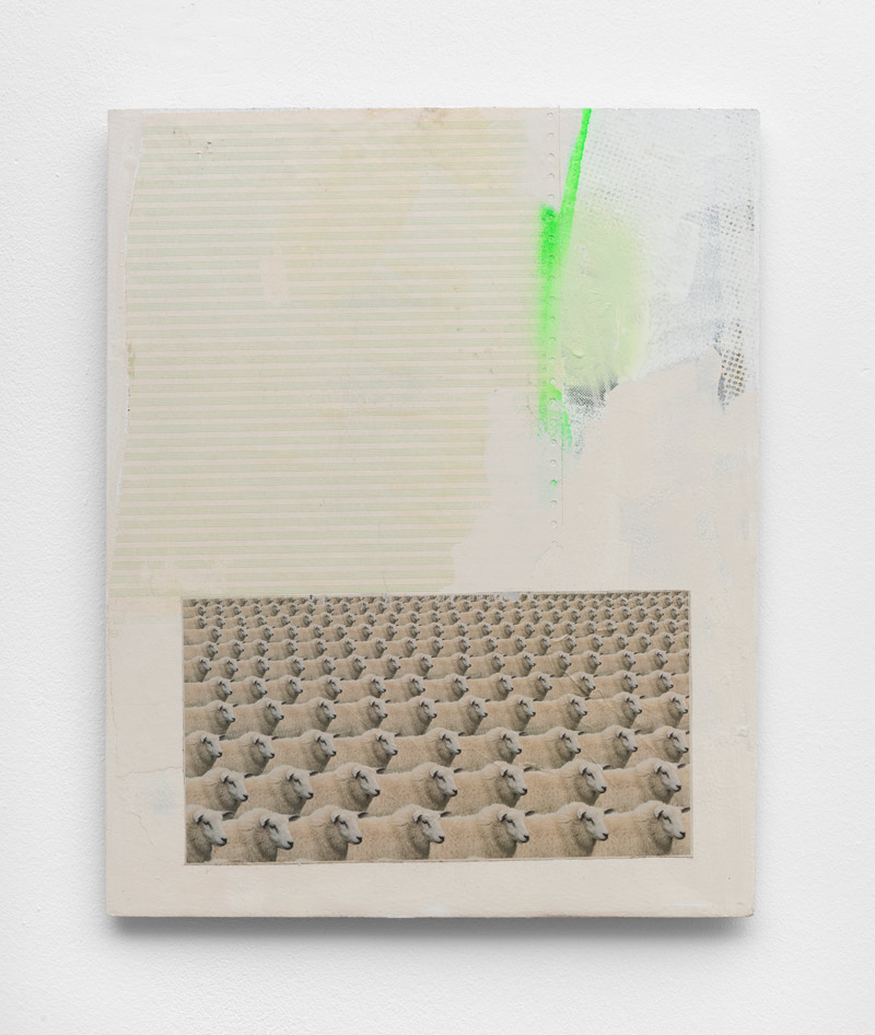 Schwarze-Schafe,-Andreas-Diefenbach,-2017,-50-×-41-cm,-Collage,-Acryl,-Siebdruck-und-Lack-auf-Holz